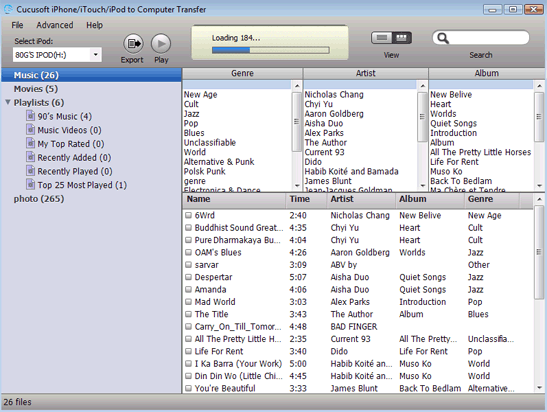 iPod to computer Screenshot
